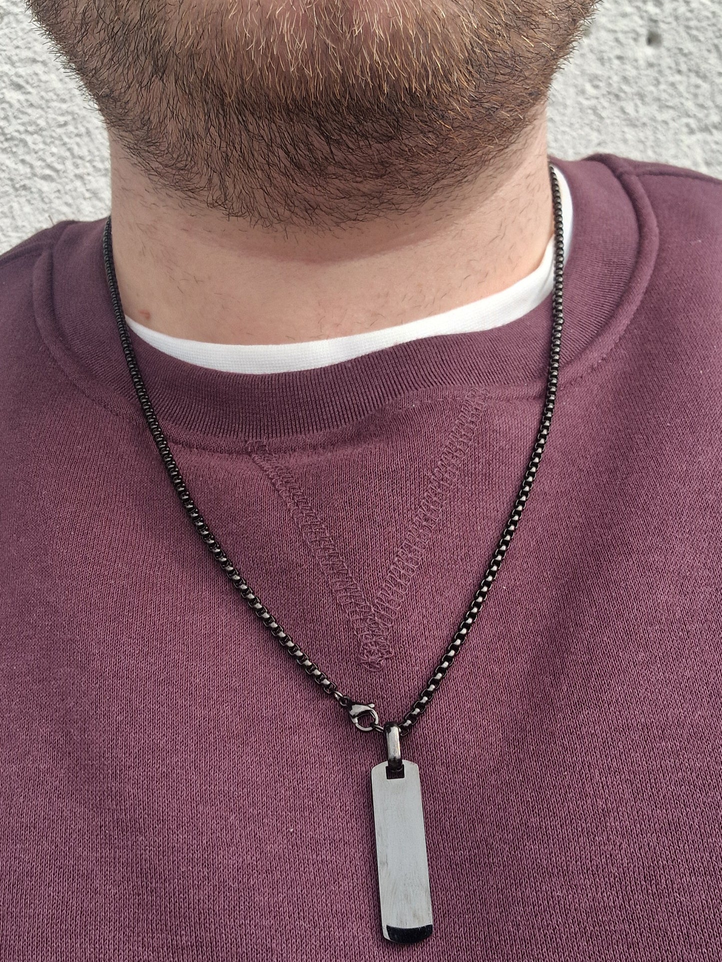 Mens Black Minimalist Pendant