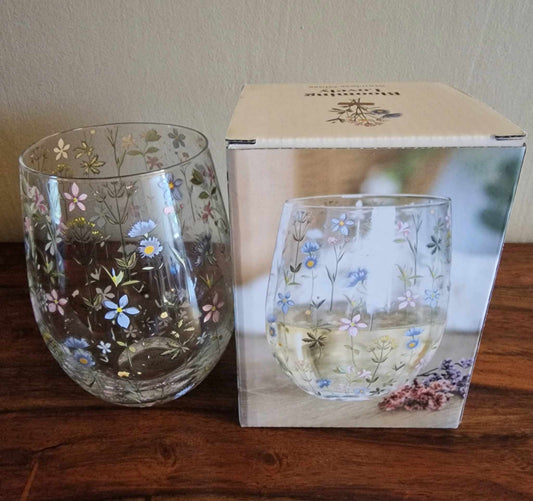 Stemless Glass with Floral Print