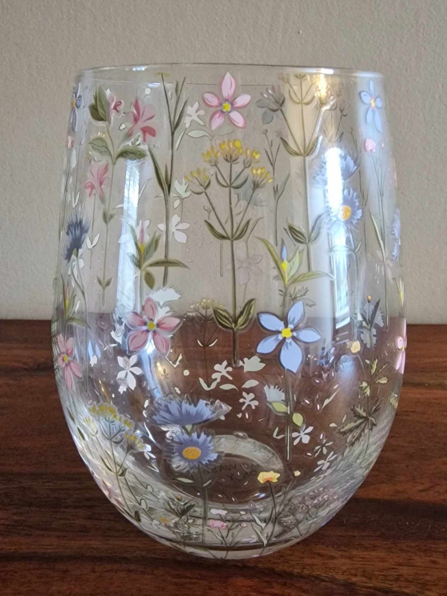 Stemless Glass with Floral Print