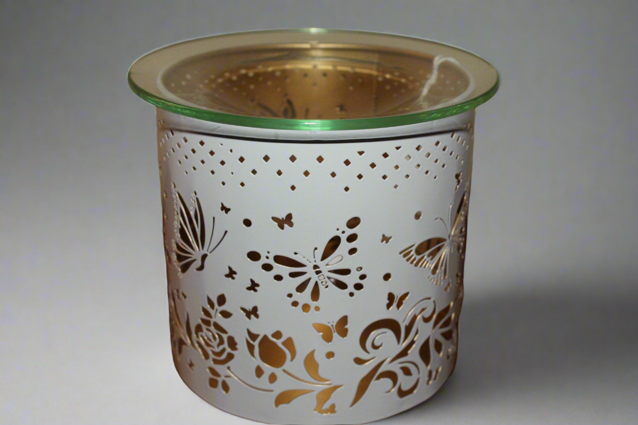 White & Gold Butterfly Wax/Oil Burner